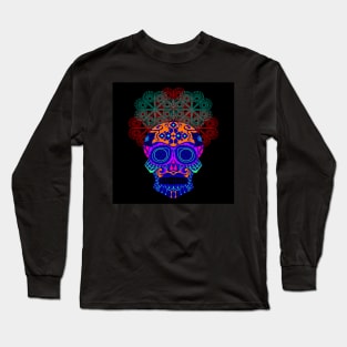 neon skeleton crown in floral ecopop pattern Long Sleeve T-Shirt